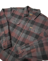 Orvis Heavy Cotton Flannel Shirt Sz L Maroon Black Tartan Plaid Button U... - $23.02