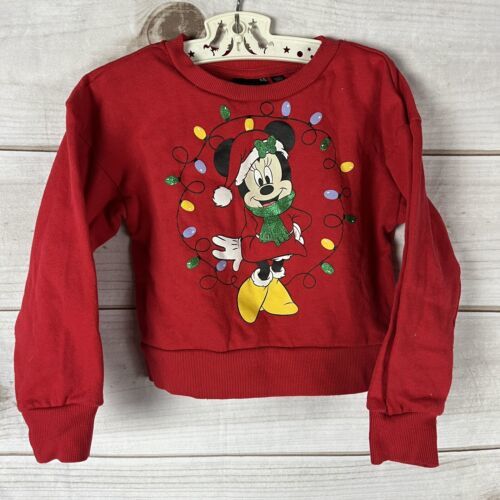 Disney Minnie Mouse Girls Size XS (4-5) Christmas Sweatshirt Holiday Red - $9.99