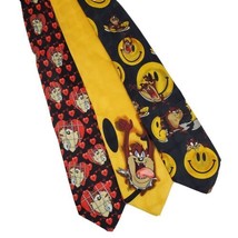 Vintage Lot (3) Tasmanian Devil Novelty Neckties Looney Tunes Smile Face Hearts - £15.73 GBP