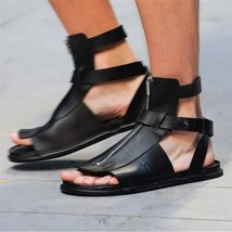 Summer Men&#39;s Fashion Flat Heel Roman Zipper Sandals Anti Slip Fashion Wear Resis - £50.20 GBP
