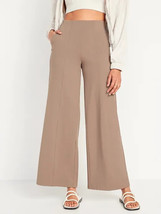 Old Navy PowerSoft Wide Leg Pants Women M Tan High Rise Pull On NEW - £26.01 GBP