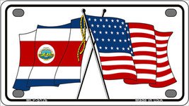United States Costa Rica Crossed Flags Novelty Mini Metal License Plate Tag - £11.82 GBP