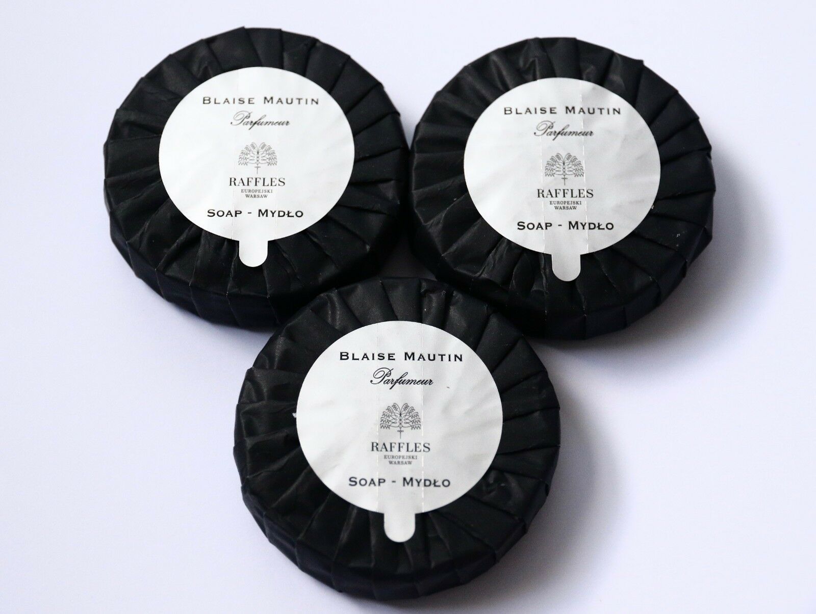 Primary image for Lot 3 x 1.76oz 50g Blaise Mautin Parfumers for Raffles Hotel Bar Soap Travel Set