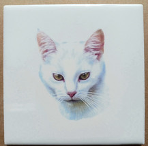 Ceramic Tile Short Hair white Cat - £11.47 GBP