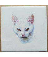 Ceramic Tile Short Hair white Cat - $14.84