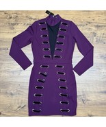 NWT Bebe Medium Purple Body Con Mini Dress Mesh Inset Grommets Party Coc... - $135.82 CAD