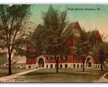 High School Building Geneseo Illinois IL UNP DB Postcard Y2 - $4.90