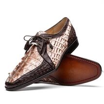 Caribe Rustic Caiman Crocodile Dress Derby's Shoes White / Brown image 3