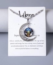 Libra Zodiac Necklace in Silver, Zodiac Sign Horoscope Necklace - £9.69 GBP