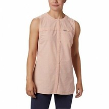 New Womens M Columbia Silver Ridge Sleeveless Novelty Tunic Top Peach Orange Pla - £73.26 GBP