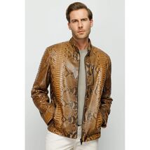 Vinci The Boss Snake Tan Leather Men Jacket image 2