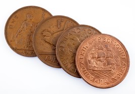 Menge Von 4 Britisch Commonwealth Große Pennys 1943 - 1960 Fein Sich UNC... - $38.54