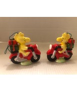 2 1972 United Features Japan Ceramic WOODSTOCK RIDING MOTORCYCLE Ornaments - $40.96 CAD