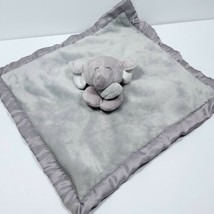 Carters Grey Elephant Security Blanket Soft Velour Satin Lovey Toy 15&quot; x 15&quot; - £14.78 GBP