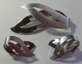 Vintage Sarah Coventry Silver-tone Textured Brooch &amp; Earrings - £29.21 GBP