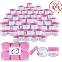 300 Pieces Beauticom 30G/30Ml Clear Plastic Refillable Jars With Pink Round Lids - £173.82 GBP