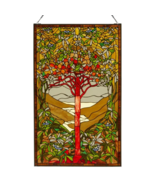 48&quot;H Grand Tree Tiffany-Style Stained Glass Window Panel - $740.40