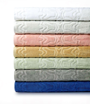 SFERRA  MORESCO CELADON 2pc WASH TOWELS 12”sq JACQUARD  MOTIF NWT - $27.35