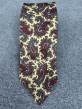 Vintage Hardy Amies London Silk Paisley Necktie Yellow Red Blue Luxury Tie - $39.59