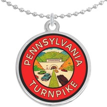 Pennsylvania Turnpike Vintage Round Pendant Necklace Beautiful Fashion Jewelry - £8.48 GBP