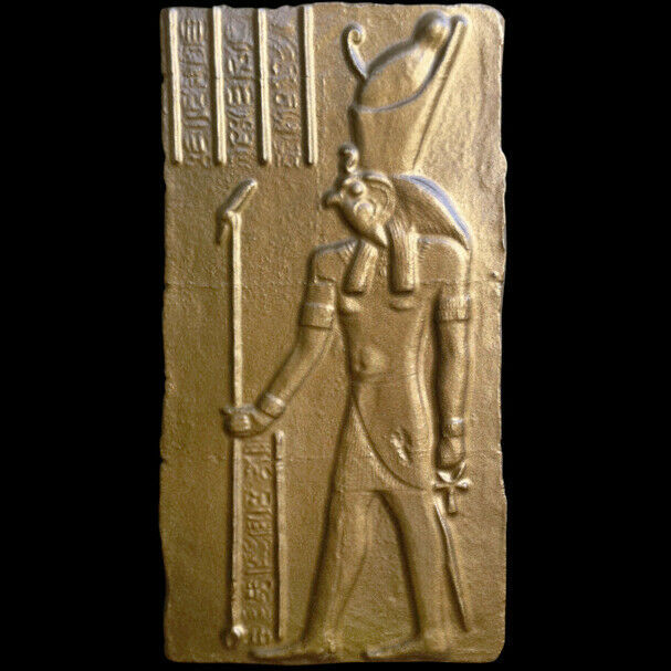 Ancient Egyptian God Horus sculpture Relief plaque Bronze Finish - $19.79
