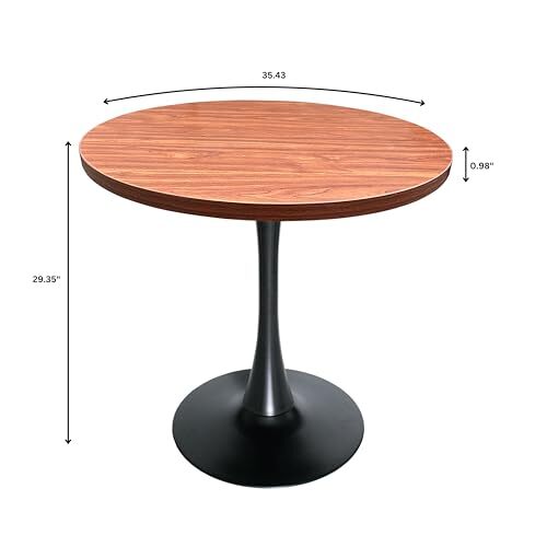 LeisureMod Bristol 36" Round Dining Table, Modern MDF Top & Black Iron Pedestal  Item image 11