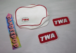 TWA Trans World Airlines 3 Piece Travel Set Zip pouch Globe Pattern And ... - $29.69