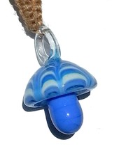 Hemp Necklace with Blue Glass Mushroom Pendant - £22.32 GBP