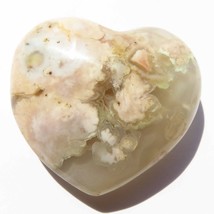 Heart Polished Small Coral Flower Agate  HR78 - $9.77