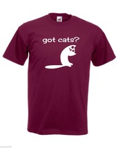 Mens T-Shirt Cute Cat Quote Got Cats?, Funny Kitty TShirt, Smiling Cat Shirt - £19.77 GBP