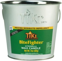 TIKI Brand BiteFighter Galvanized Citronella Wax Candle in Metal Bucket, 17 Ounc - £21.57 GBP