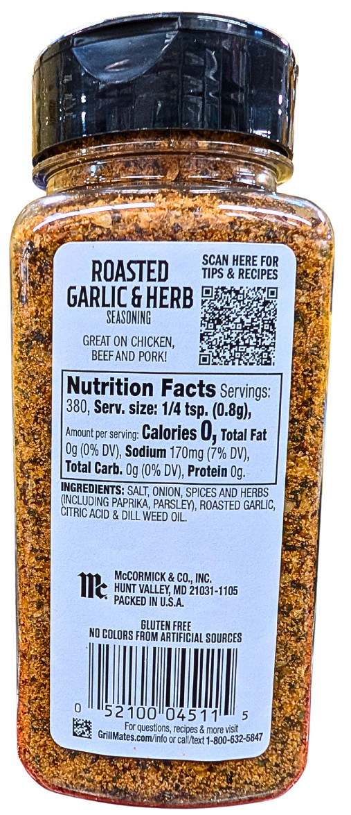 McCormick Grill Mates Roasted Garlic & Herb Seasoning 10.75 Oz EXP 07/2027 Item image 2