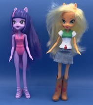 My Little Pony Equestria Girls 9” doll Applejack &amp; Twilight Sparkle Hasbro 2014 - £14.60 GBP