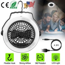 Portable Rechargeable LED Fan 2 in 1 Outdoor Camping Hanging Tent Mini F... - $35.16