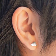 Sterling Silver Layered Cloud Post Earrings 6x11mm - $472.86 MXN