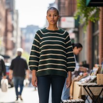 Persaman NY Italian Striped Sweater Green &amp; Gold Womens S NWT - $48.00