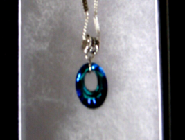 925 Sterling Silver Necklace Bermuda Blue Topas Cosmic Crystal from Swarovski 18 - £19.57 GBP