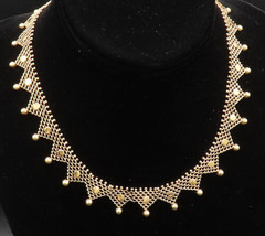 18K GOLD - Vintage Fashion Pointed Beads &amp; Disc Detail Mesh Necklace - GN047 - £2,067.88 GBP