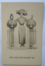 Halloween Postcard Gottschalk Dreyfuss 2662 Unused Victorian Women Owl Sepia - £35.80 GBP