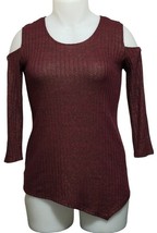 NY Collection Shimmery Cold Shoulder Long Sleeve Knit Women Top Blouse (Small) - £13.91 GBP