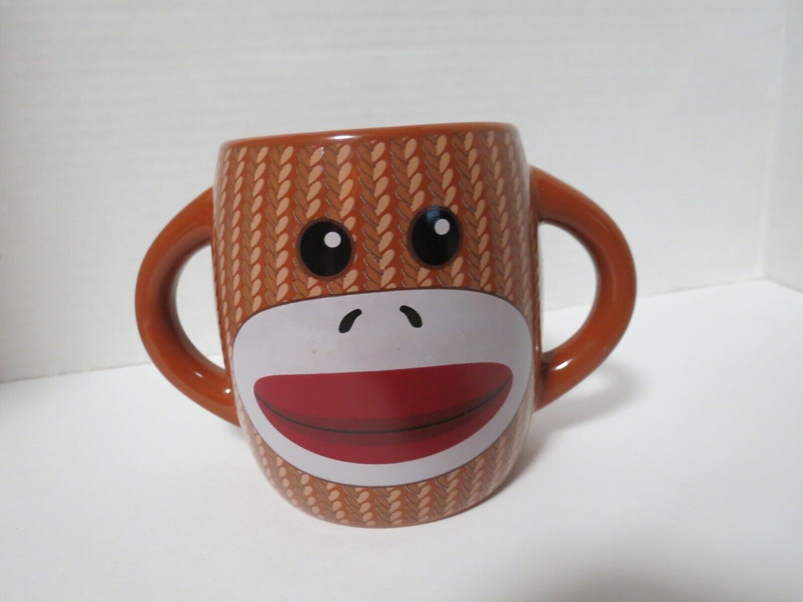 Primary image for Brown Sock Monkey Coffee Tea Mug Double Sided & Handle Galerie 4"T