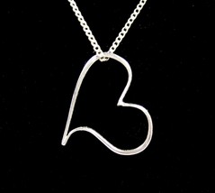 Necklace Vintage Floating Heart Pendant Silvertone Trifari For Love 18&quot; - £18.30 GBP