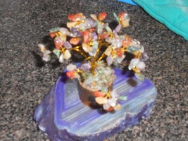 Mixed Gemstone Wire Scuplted Tree Amethyst Quartz Agate Citrine etc - $10.00