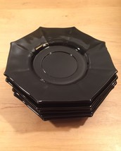 Vintage 60s Black Glass Octagon small plates/saucers- set of 5 - $25.00