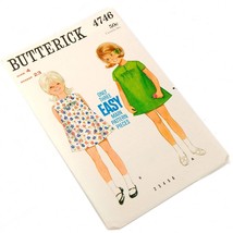 Butterick 4746 Sewing Pattern One Piece Tent Dresses Childrens Sz 4 Cut 1970s - £15.77 GBP