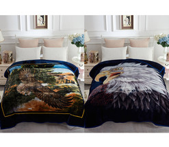 Eagle Pattern Korean Style Faux Mink Blanket A&amp;B Sides Reversible Printing 5lbs - £73.52 GBP