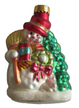 Blown Glass Snowman Christmas Tree Ornament ~4.25&quot; Broom Scarf Hat Bunny... - $12.34