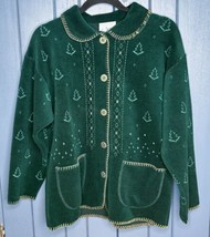 Vintage Forest Green Pine Tree Shirt Jacket Shacket Large Winter Christm... - $39.60