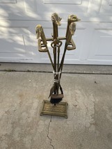 Vintage Duck Head Brass Fireplace Set of 4 Tools with Brass Base-
show o... - $160.29