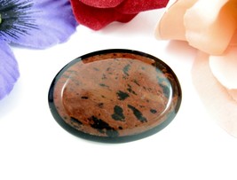 BLACK and BROWN ART GLASS Oval Brooch Vintage Pin Smooth INTERESTING! 1 ... - $14.99